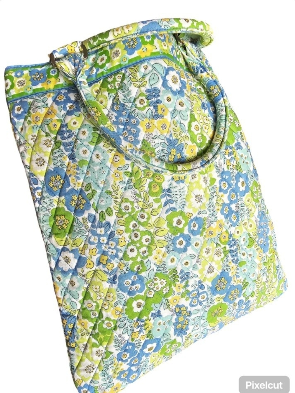 Vera Bradley Quilted Floral Tote in Blue, Green & Yellow